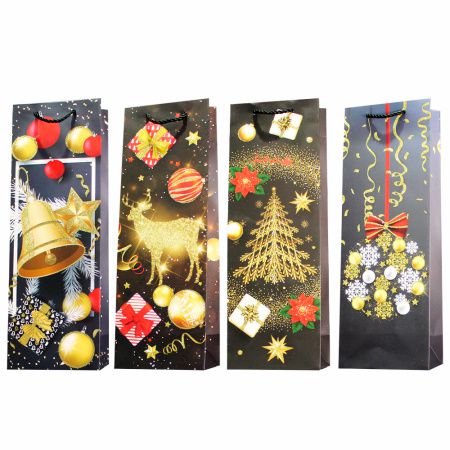 10362-10 (DV-BK101) ПАКЕТ ПОДАРОЧНЫЙ ПОД БУТЫЛКУ, КРИСТАЛЛ-КАНЦ «NEW YEAR», КАРТОН, 120Х340 ММ,