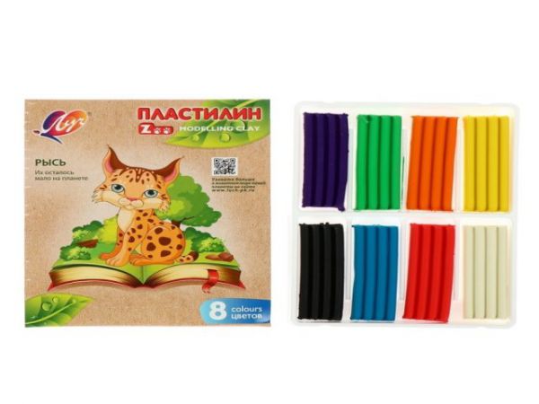 29С1720-08 Пластилин Луч"ZOO" 8 цв.