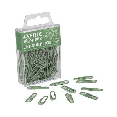 4135511 Скрепки канцелярские, deVENTE «sigNATURE», 28 мм, 100 шт, металл, овальные, оливковый