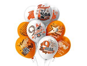 1103-2925 Шар воздушный, 12", 30 см, БиКей «9 мая», ассорт