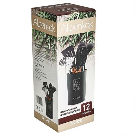 АК-5283 Набор кухонных принадлежностей на подставке 12 пр.(силикон) черный