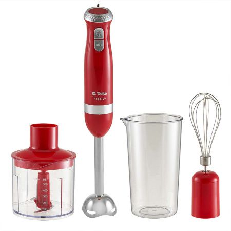 Блендер DELTA DL-7064B  цвет: красный 1000 Вт, ТУРБО, стакан,венчик,измельчитель