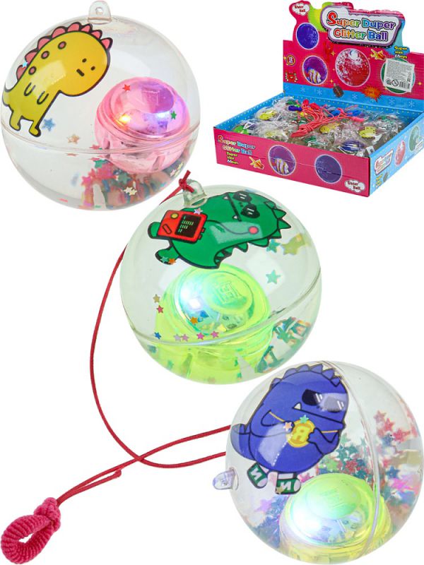 ИК-2950 Мяч световой с веревкой "Динозавр" 6,5см, пищит