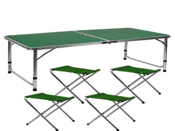 НТР-5178 Набор туристический (1 стол 120х60х50/60/70см, 4 стула 35х31х27см) 30кг цвет зелёный