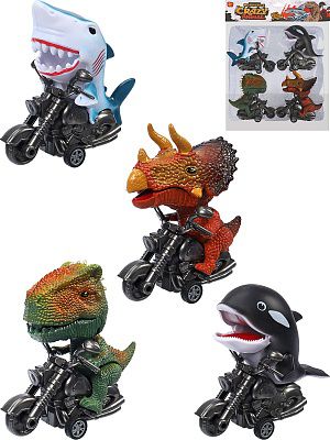 2796171 Инерционные машинки Животное на мотоцикле,в н-е 4 шт,р-р м-к 7*13*12,5см,пакет