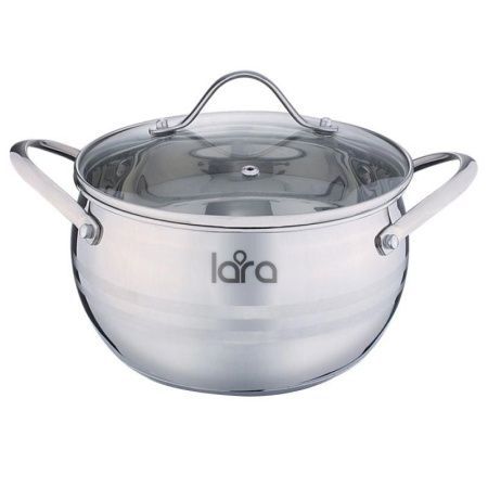 LR02-34 Кастрюля 4,7л 22х12,5см ручки нжс,капс.инд дно,крышка стекл. "Apple"Lara"