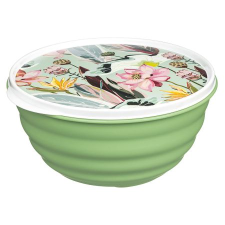222133518/08 Миска "Latina" 1,1л с крышкой с декором (зеленый)