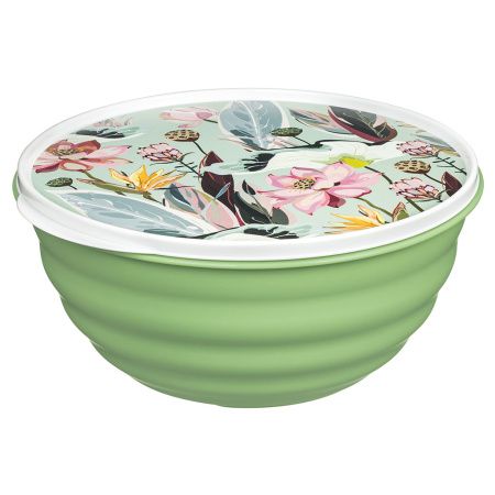 222133618/08 Миска "Latina" 2,1л с крышкой с декором (зеленый)