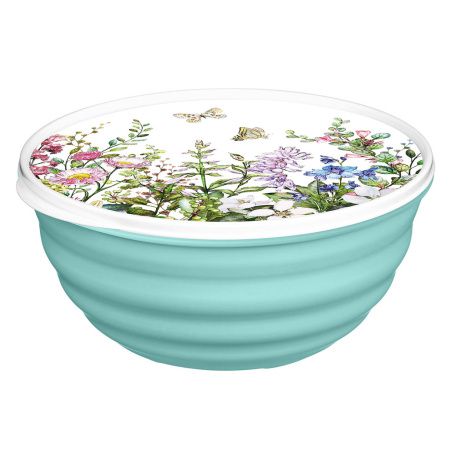 223111790/00 Миска "Latina" 2,1л с крышкой с декором "Цветущий луг" (микс)