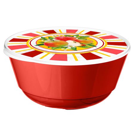 223135306/04 Миска "Bergamo" 3л с крышкой с декором "Сицилия" (красный