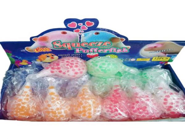 ИК-2786 Антистресс-мялка "Рыбка" внутри шарики, микс 12 шт. в шоубоксе, 12х7см