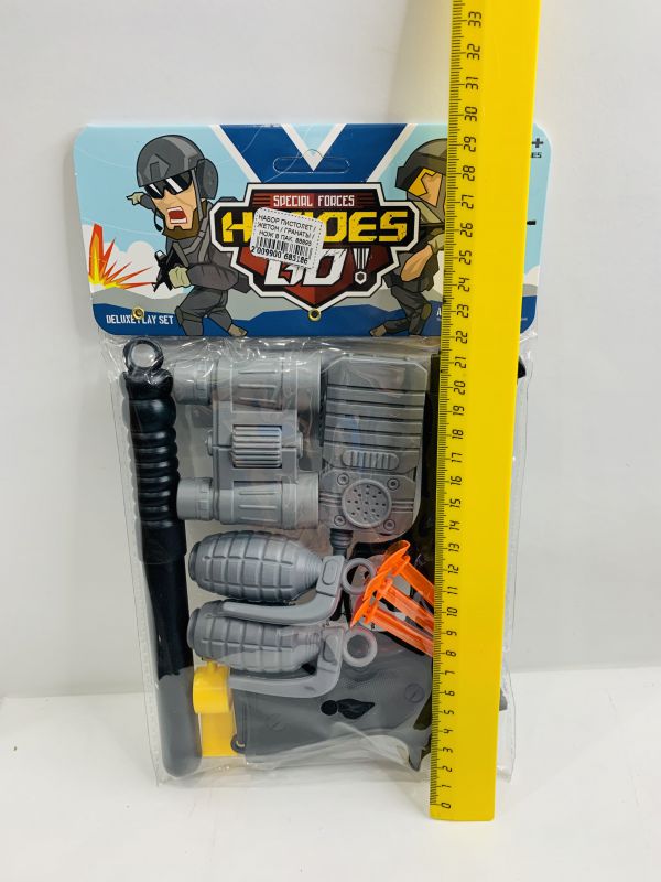 88895 НАБОР ПИСТОЛЕТ / ЖЕТОН / ГРАНАТЫ / НОЖ В ПАК.