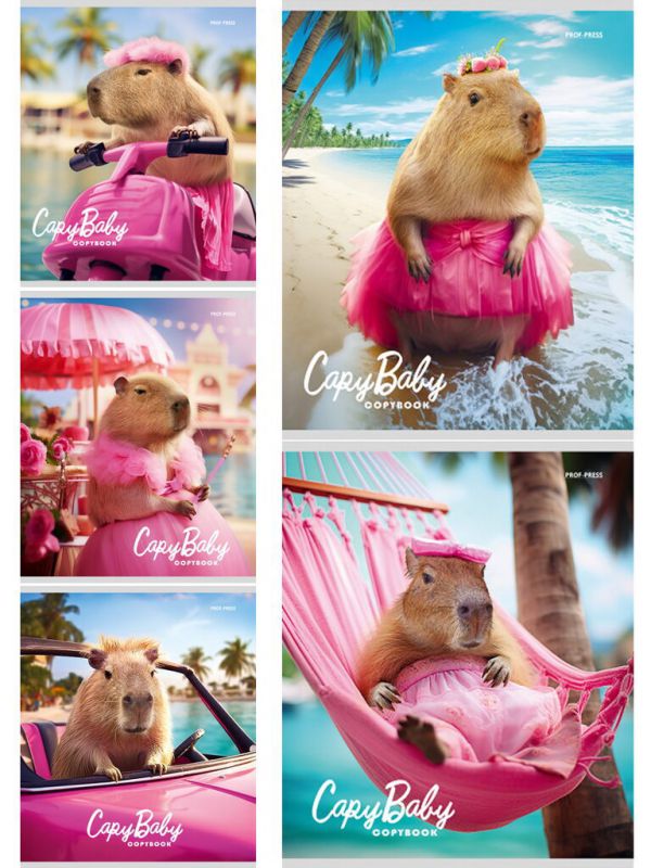 Т48-2550 Тетрадь КЛЕТКА 48л. КАПИБАРБИ цветная мелованная обложка