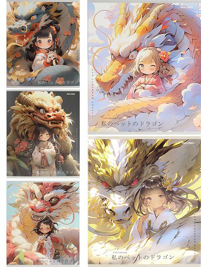 48-3914 Тетрадь КЛЕТКА 48л. ДЕВЧОНКА И ДРАКОН твин-лак, цвет.мелов.обл., 5 диз в спайке