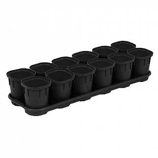 ING6034ЧР Набор горшков для выращивания рассады InGreen Smart Solution с поддоном 12х200 мл оникс