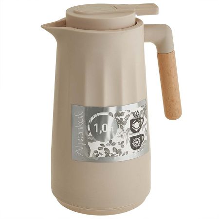 Термос-кувшин AK-10109S со стеклянной колбой бежевый Alpenkok 1,0 л
