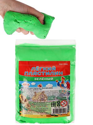 НД-1791 Масса для лепки. Лёгкий пластилин ЗЕЛЕНЫЙ, 100 грамм.