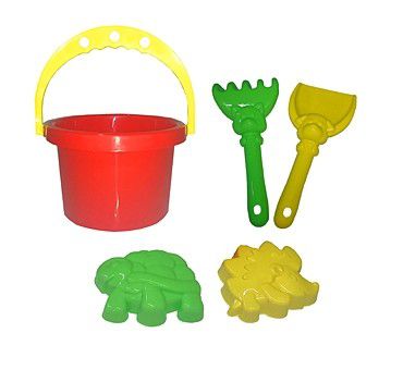 И-1830 НАБОР № 15 (ведро 1 л + лопатка 13 см + грабли 13 см + 2 формочки)