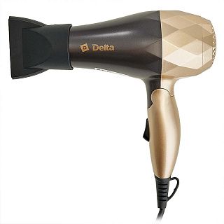 Фен DELTA DL-0909: СКЛАДНАЯ РУЧКА, 1000 Вт, коричневый с золотым
