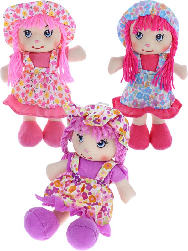 ИК-6129 Мягкая кукла "Дашенька" с косичками (25см)(цвет-микс,в пакете)