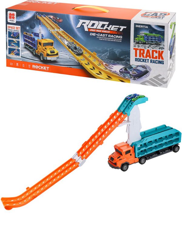 2806392 Автовоз,инерц., в н-е (катапульта, 6 м-к).Цвет оранжевый,автовоз 10*90,5*57см