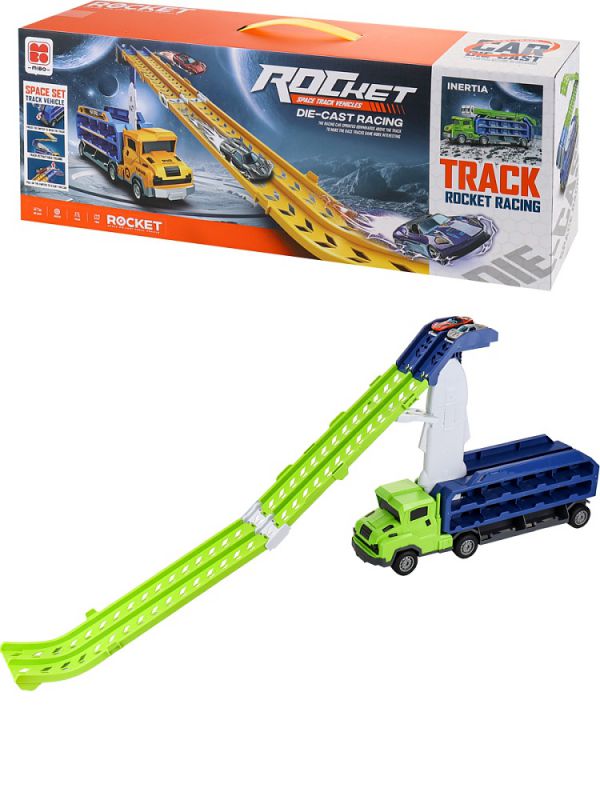 2806391 Автовоз,инерц., в н-е (катапульта,6 м-к). Цвет зеленый,автовоз 10*90,5*57см