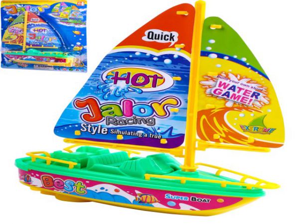 1683914 Катер (19 см) "Яркая яхта 2" (бат. 2*AA не в компл.) цвет микс в блистере