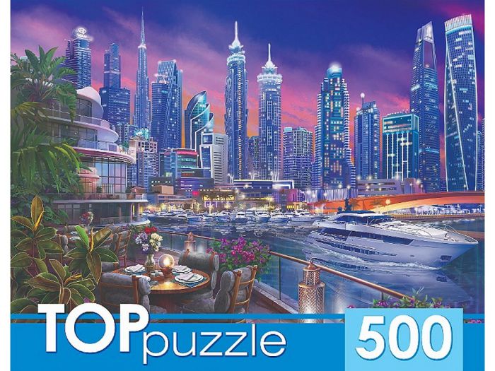 Х500-6619 ПАЗЛЫ 500 элементов. КАФЕ В ВЕЧЕРНЕМ ДУБАЕ