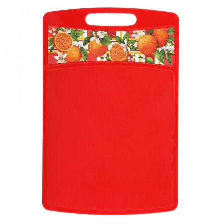 223135606/04 Доска разделочная "Bergamo" прямоугольная 335x220x4мм с декором "Сицилия" (красный)