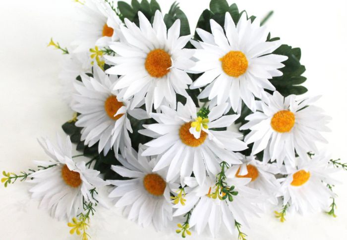 Б11889 Букет ромашка астровая с желт доб.12гол.54см(20шт)