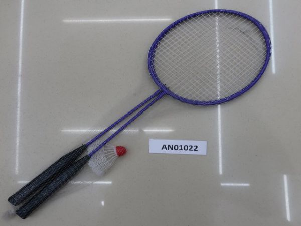 AN01022 Набор для бадминтона 2 ракетки металл,длинная ручка,1 волан, в сетк