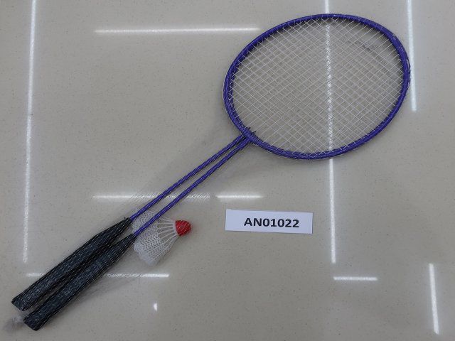 AN01022 Набор для бадминтона 2 ракетки металл,длинная ручка,1 волан, в сетк