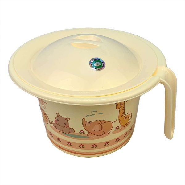 392 Горшок elfplast "Кроха" (слоновая кость, с крышкой и декором),