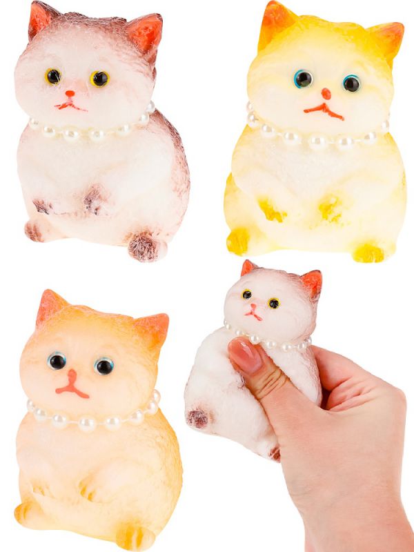 3710JD Антистресс-мялка "Кошечка"   (3 цвета микс, 12 шт. в шоу-боксе) кратно 12