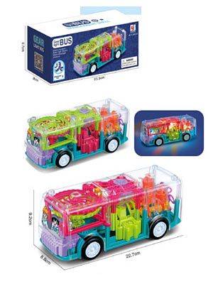 2051917 Машинка "Автобус с шестеренками" (22,7см) (свет,бат.3шт.АА не в компл.,в коробке)