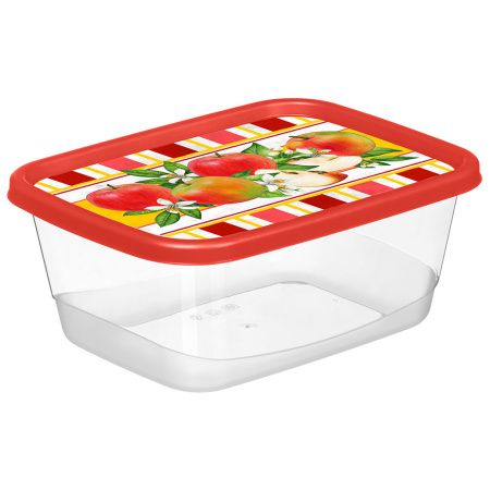 223135906/04 Контейнер для продуктов прямоугольный 1,5л с декором "Сицилия" (красный)