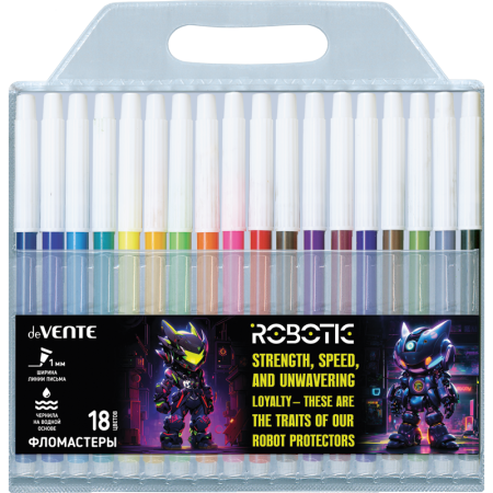 5082523 ФЛОМАСТЕРЫ "deVENTE. Robotic" 18 ЦВЕТОВ