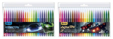 ФЛ24-МДМ Фломастеры, 24 цвета, schoolformat « МИКС ДЛЯ МАЛЬЧИКОВ», вентилируемый колпачо