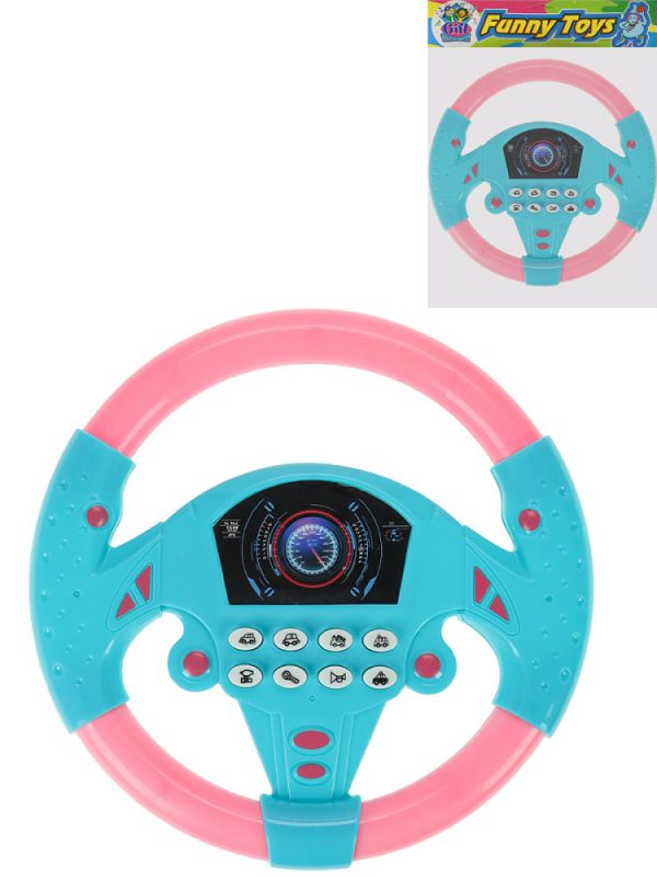 2125450 Муз.развив. игрушка РУЛЬ "Гонка"(звук,бат.2хАА не в компл.,в пакете)
