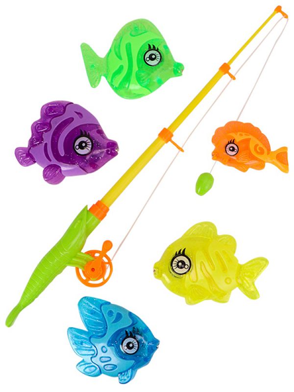 M1125-1 Рыбалка пластиковая (20х50см) "Хороший улов" (5 рыбок,удочка с катушкой,раскраска)