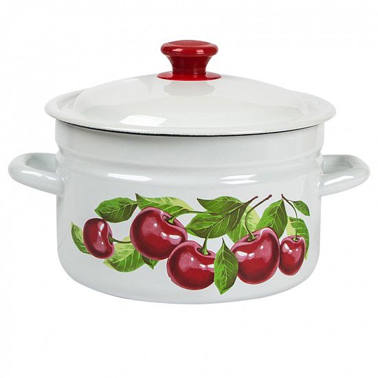 41804-162/6 Кастр. цил. борт.с рис.(бел./слон.) 5л