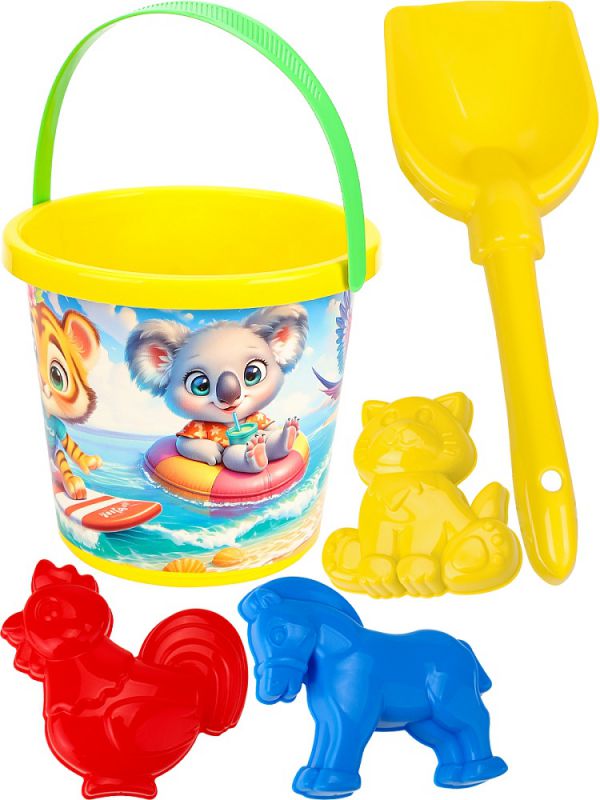 НАБ-4799 НАБОР №116 (ВЕДРО №8 (0.85л.) ПЛЯЖ+ лопатка 22см + 3 формочки