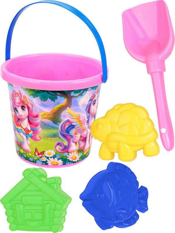 НАБ-4804 НАБОР №121 (ВЕДРО №8 (0.85л.) ПОНИ+ лопатка 22 см+ 3 формочк