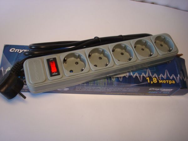 Сетевой фильтр Спутник SP-530 3м 10А предохранитель автомат