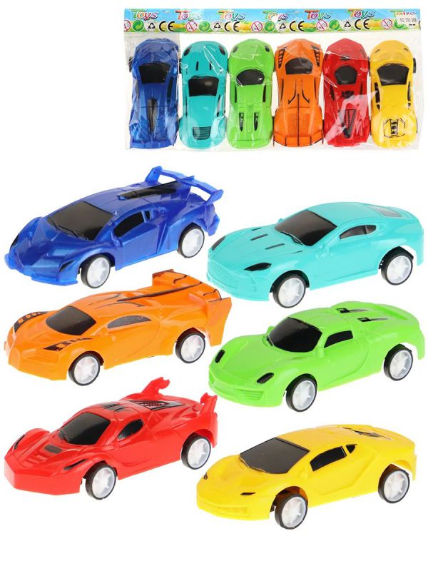 2439971 Машинка (6 шт. в наборе, цвет микс, 9,5х4,1х2,5 см, в пакете)