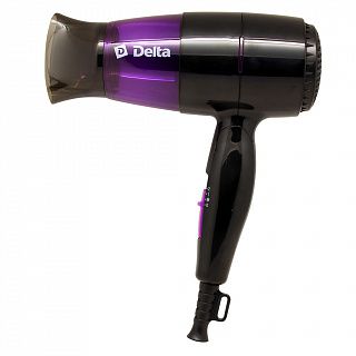 Фен DELTA DL-0907 : СКЛАДНАЯ РУЧКА,1400Вт, черный с фиолетовым