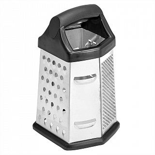 BE-092 Терка 6 граней, 20см с пластиковой ручкой (нерж.сталь) , черный