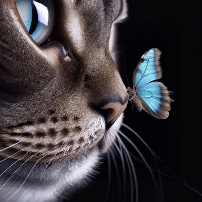 Х-5626 Холст с красками 40х40 см по номерам (в коробке) (30 цв.) Кот и бабочка