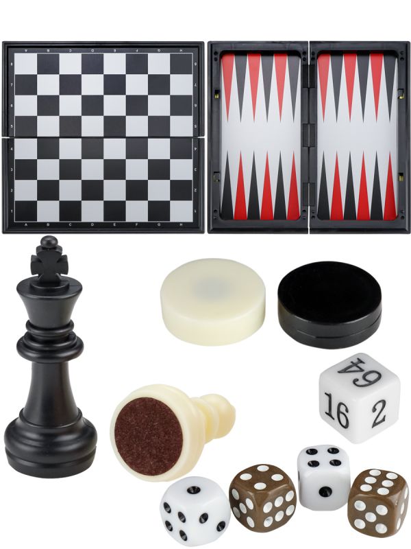 1344786FCJ Игра 3 в 1. Шахматы,шашки,нарды магнитные (25*25*2, доска пластик, фигуры пластик)