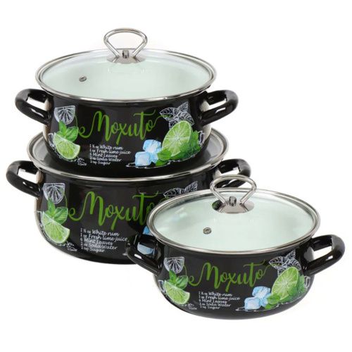Набор кастрюль МОХИТО-1-Экстра стиль  2л 3л 4л  (черная)